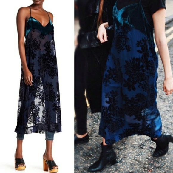 NWT Free People Velvet Floral Slip Dress - Picture 3 of 8